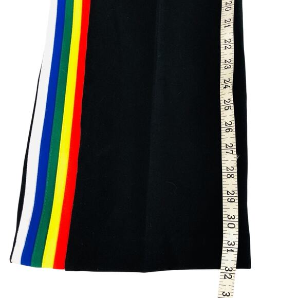 Zara Wide Leg Black Rainbow Side Stripe High Waist Pants Front Zip Flowy Fabric - Picture 11 of 16